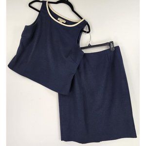 Amanda Smith Shirt Womens 10P Blue Sleeveless Top Knee Length Skirt 2 Piece